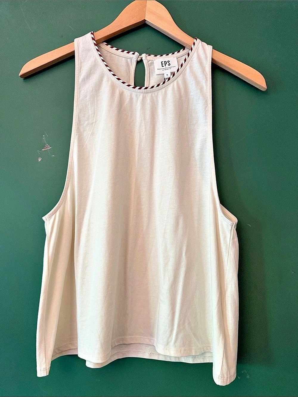 Sézane EPS Striped Cream Sleeveless Tank with Red Detailing Womens S NWT
